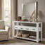 Console de 61,5 po avec 4 tiroirs, 3 tablettes ouvertes à 3 niveaux et poignées en métal, table de canapé polyvalente pour le couloir, la cuisine, le salon et la chambre à coucher-130149773