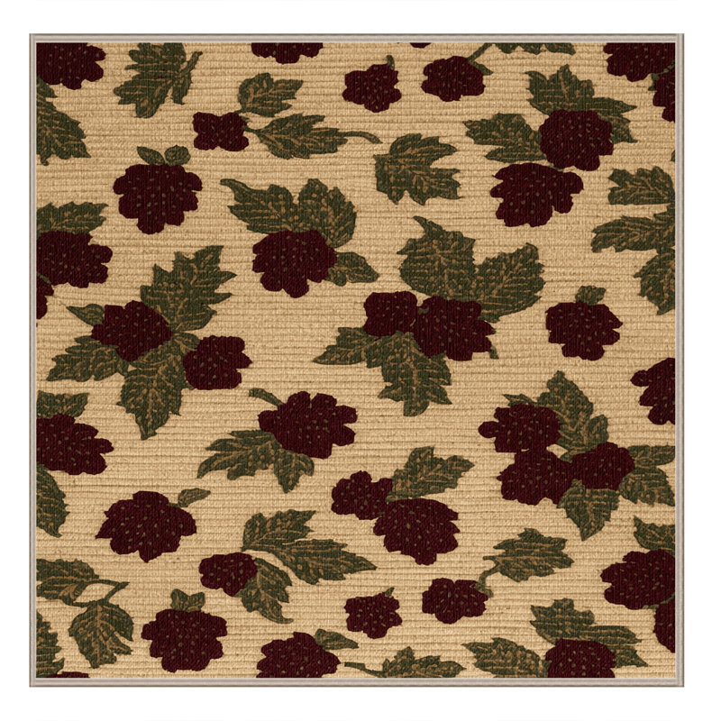 Washable Buffalo Berry Fruits Area Rug, Square 7'