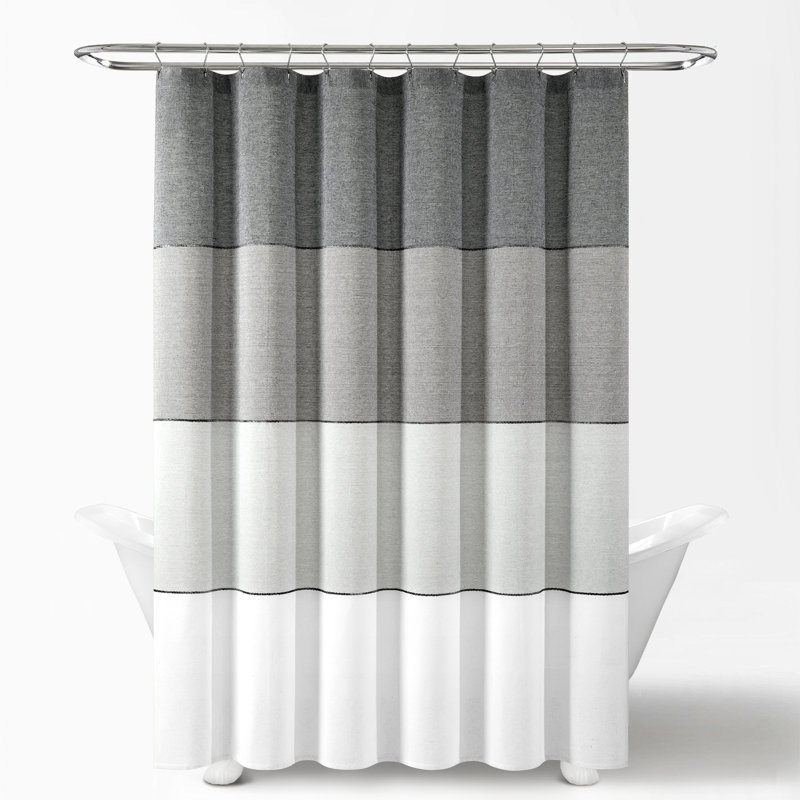 Rideau de douche rayé simple, Gris foncé / gris clair / blanc / crème