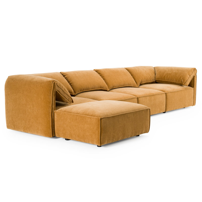Canapé modulaire 5 pièces en tissu ocre moderne Hasting