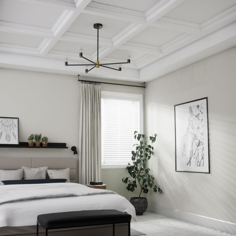 Ensemble de plafond à caisson de luxe Endurathane 8 po avec croisement classique pour pièces de 14 pi x 16 pi ou moins, apprêté en usine (composants empilables)
