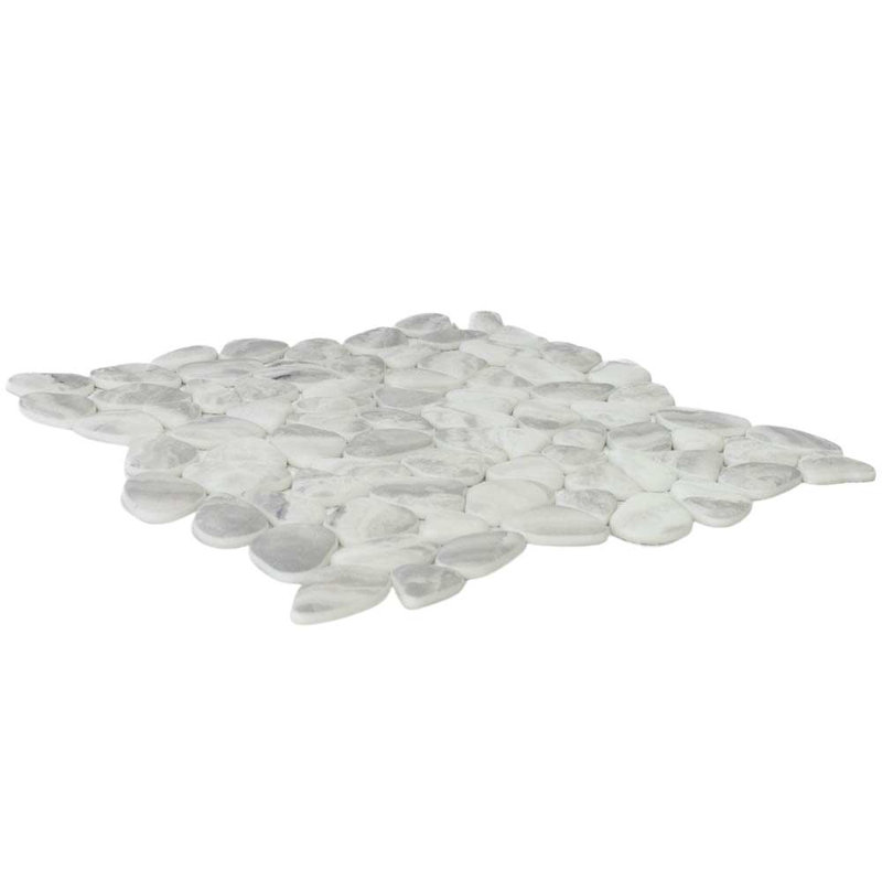 Huron Glass Pebbles Mosaic Tile, Glacier