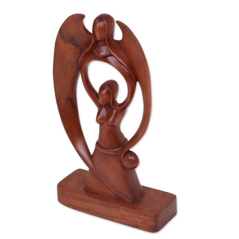 Figurine en bois femme et ange Langlie
