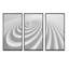 Fractal Rounded White 3D Waves - 3 pièces, cadre flottant, impression sur toile-968122618-968122566