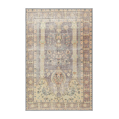 Tapis traditionnel crème / gris / rouge