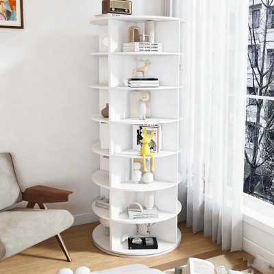 Étagère à chaussures rotative, étagère de rangement rotative à 7 niveaux, organisateur de chaussures pivotant sur 360 °, pouvant contenir 28 paires de chaussures (7 niveaux, blanc)