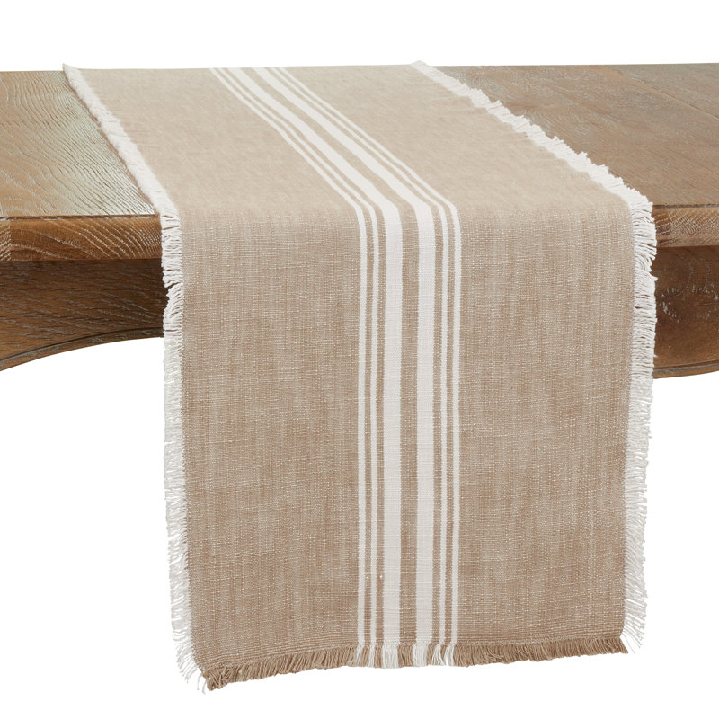 Striped 100% Cotton Table Runner, Natural