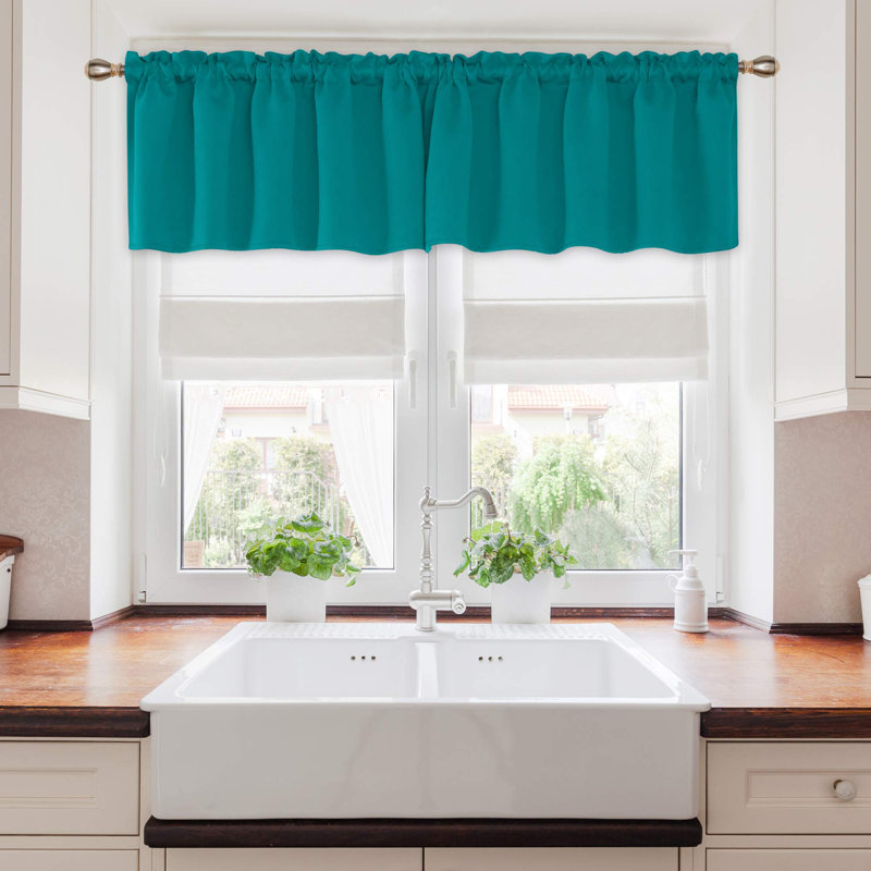 Room Darkening Rod Pocket Thermal Insulated Blackout Curtains (Set of 4), 52" W x 24" L, Teal