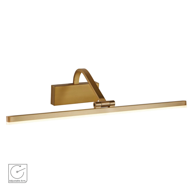 1 - Light LED Wall Mounted Picture Light, Satin Brass, 11cm H x 52cm W x 19cm D