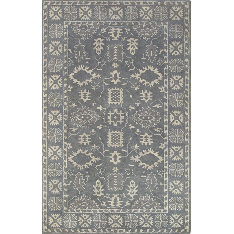 Hand Tufted Wool Geometric Area Rug in Gray, 9' x 12'