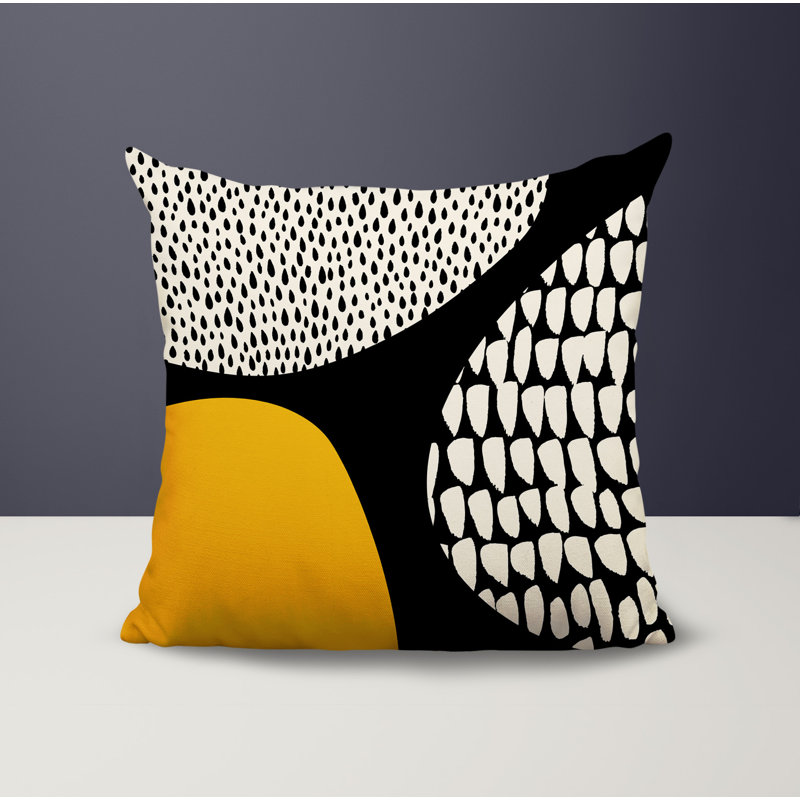 Coussin carré intérieur / extérieur pia, 19"H x 19"W, Jaune / noir / blanc cassé