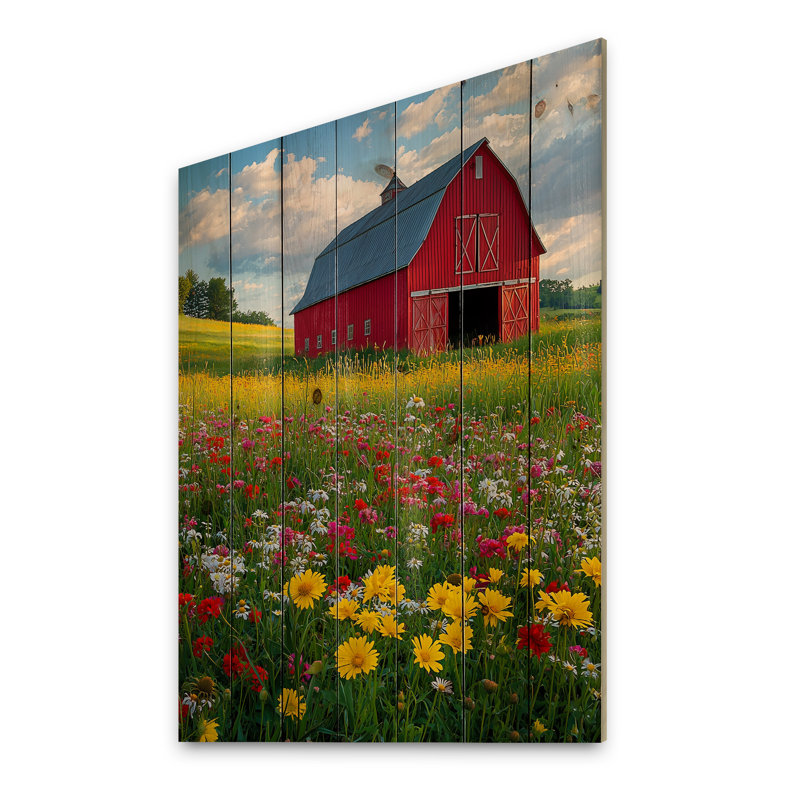 Barnyard In Full Bloom III - Impression sur bois de ferme - sur bois de pin naturel, H 40 po x l 30 po x P 0,78 po