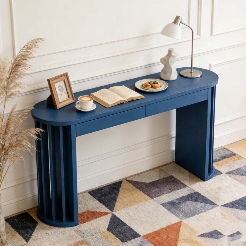 59-inch Long Console Table, Navy Blue
