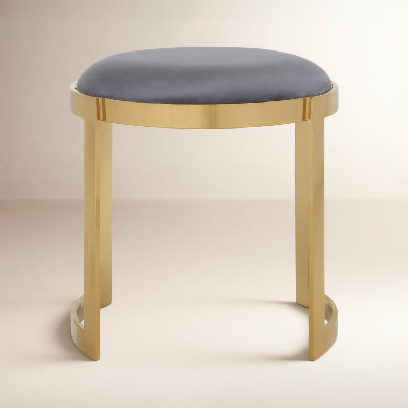 Tabouret de coiffeuse en métal Nouri - table basse avec repose-pieds Orion, Doré, Gris