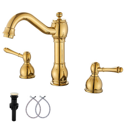 2-handle Bathroom Faucet with Drain Assembly