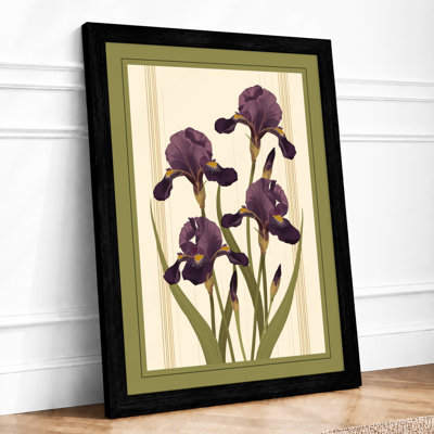 Purple Irises Study Botanical - Framed Print