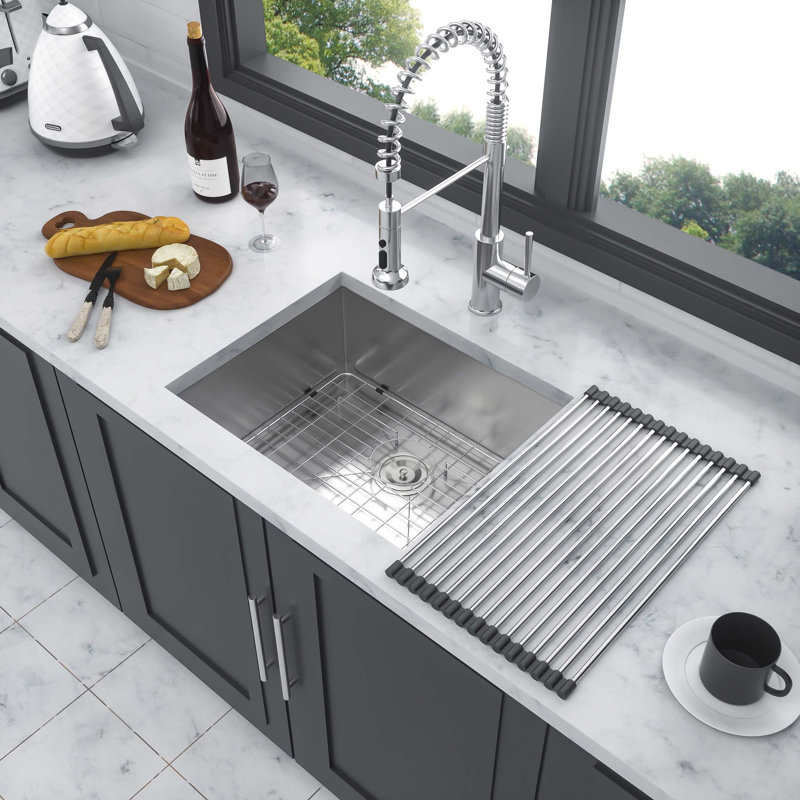 23 Inch Undermount Sink - Single Bowl Stainless Steel Kitchen Sink 16 Gauge 9 Inch Deep Kitchen Sink Basin