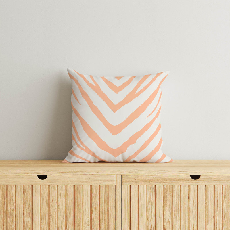 Coussin Zebra, H 18 po x l 18 po, Pêche / orange