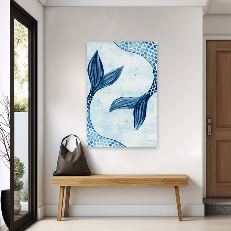 Bord de mer Mermaid Tail III; Nautique bleu turquoise bord de mer, H 60 po x l 40 po