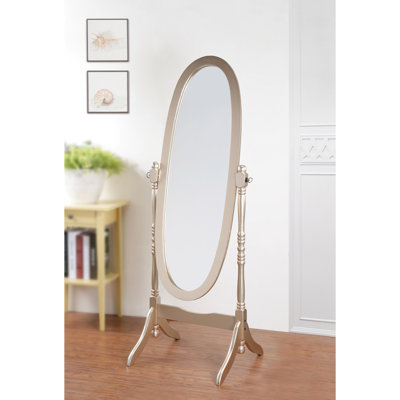 Miroir sur pied doré - Pied en bois et verre allongé, style traditionnel doré avec option de reflet.