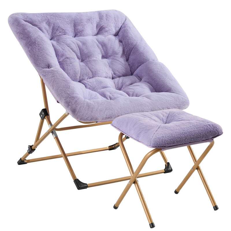 Méridienne pliante en fausse fourrure douce, très grand fauteuil pliable, Fausse fourrure Lavende