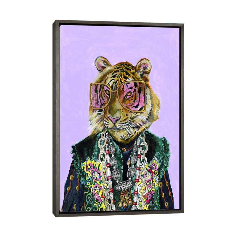 «Bengal Tiger» par Heather Perry, impression sur toile, H 40 po x l 26 po x P 1,5 po, Dark Rustic Wood Framed