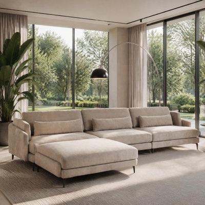 Duetto 141" Deep Seat L-Shaped Sectional Sofa with 80" Chaise, Modular Couch with Track Arms, Left/Right Facing for Living Room