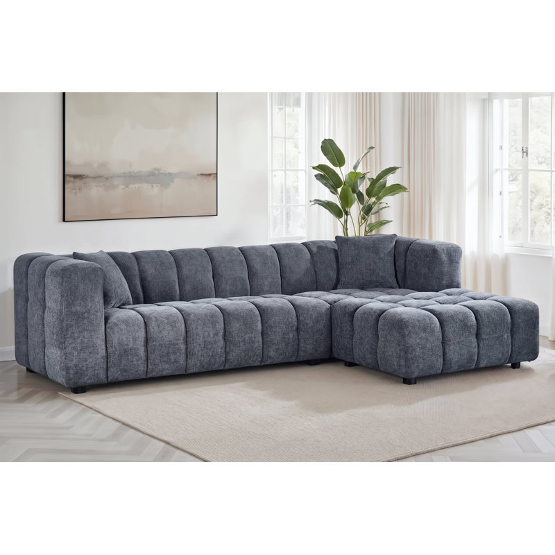 5 Seater Corner Sofa , Without Ottoman, Right Hand Facing, Blue