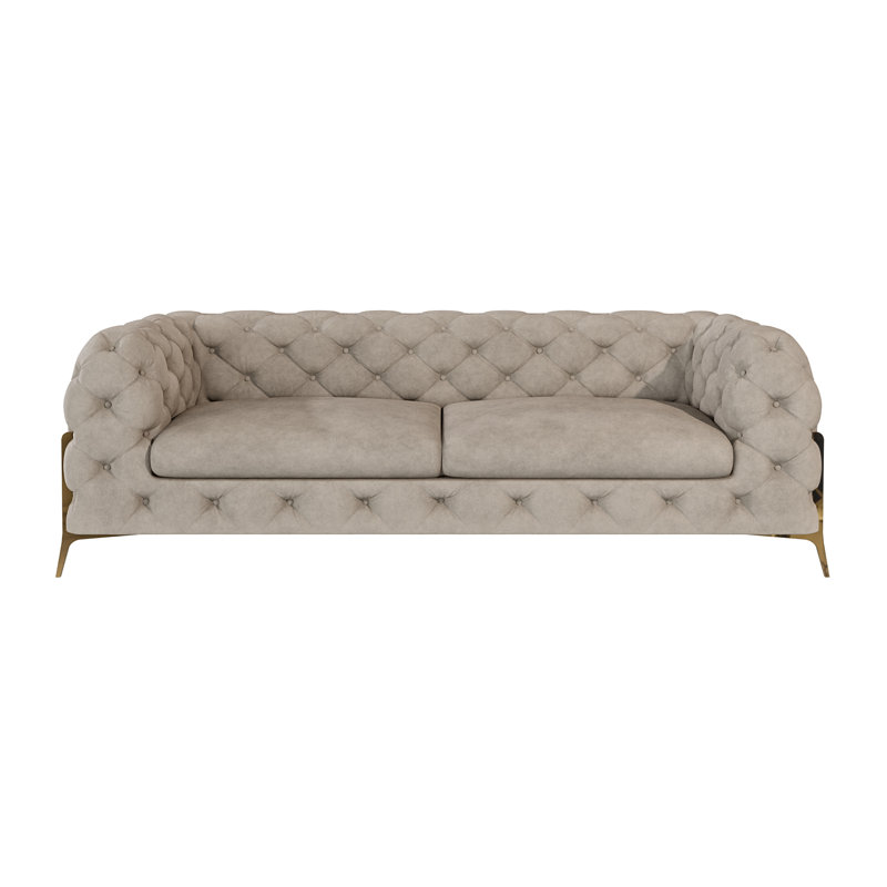 Chesterfield Sofa Atoka with Gold Metal Legs, Dark Cream, 3