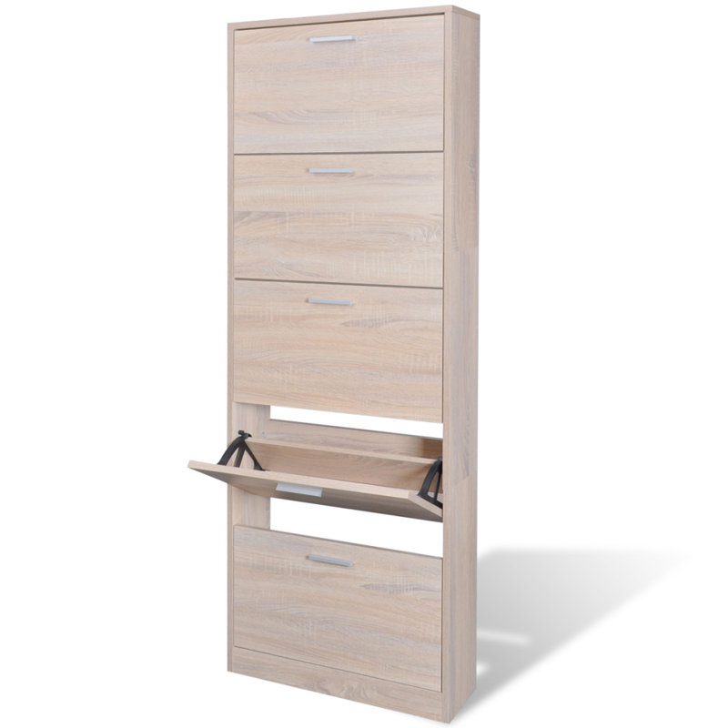15 Pair Shoe Flip Down Shoe Storage, Oak