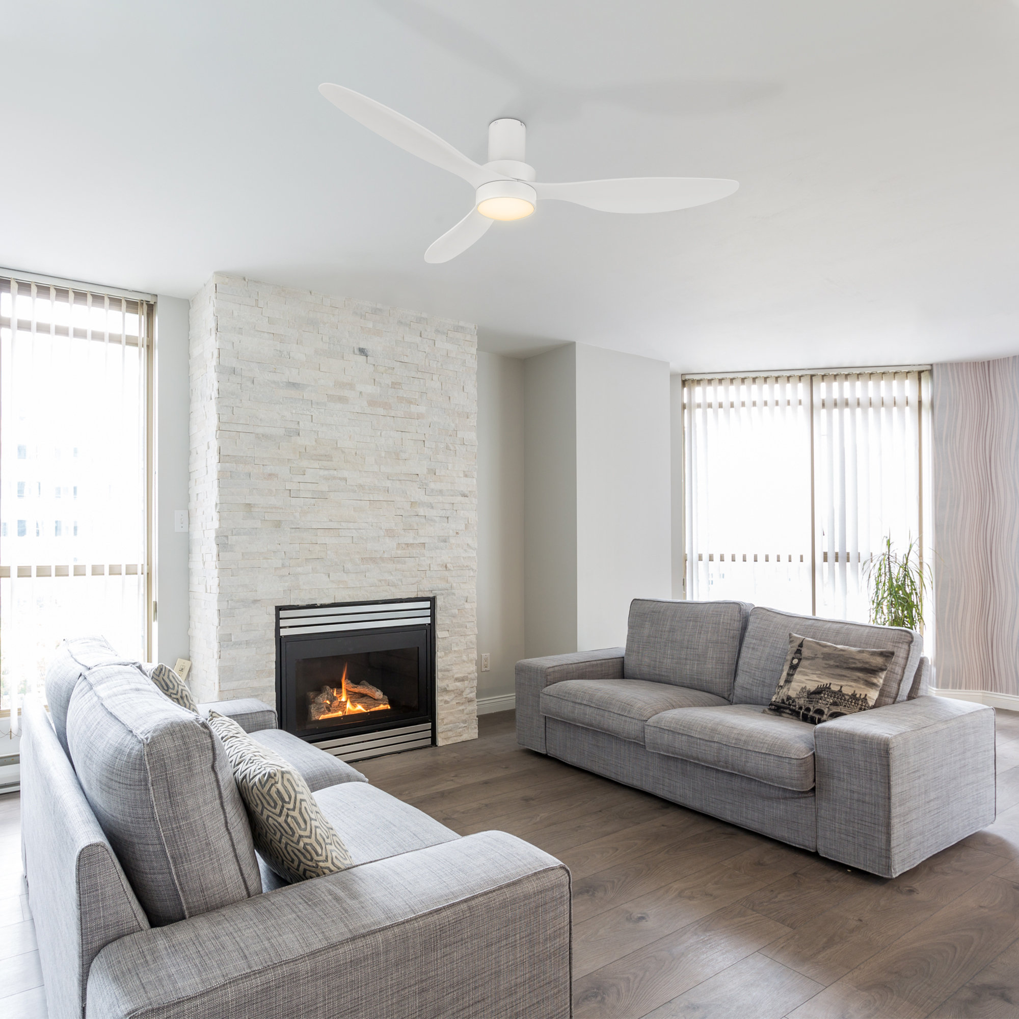 52'' 3 Blade Ceiling Fan with LED Light Kit, White
