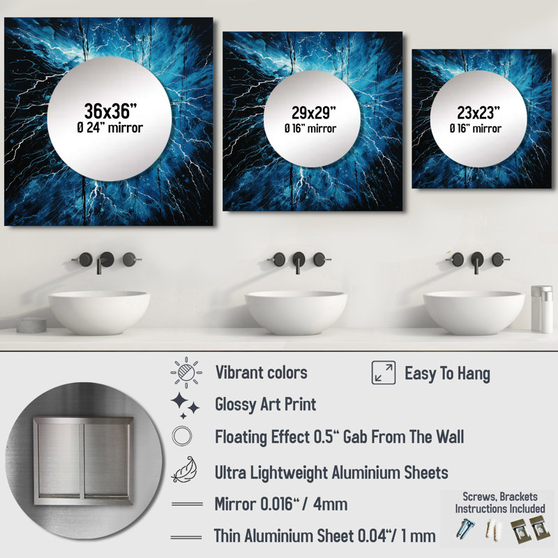 Javeed - Miroir carré éclair pour décoration murale, 23 po x 23 po