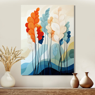 «Orange paper Pampas Layers I», art mural métallique botanique neutre, impression sur gazon Pampas