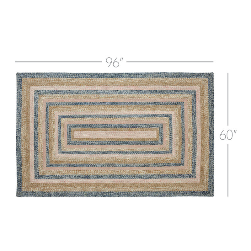 Tapis géométrique tressé à la main beige / bleu Merline, Rectangle de 5 pi x 8 pi