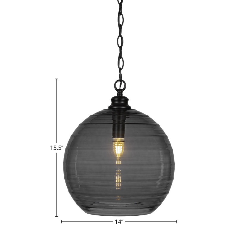 Luminaire suspendu à 1 lumière Malena, Noir, Gris, H 91 po x l 14 po x P 14 po