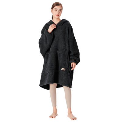 Oversized Sherpa Wearable Blanket Sweatshirt, Ultra Soft Fuzzy Fleece Hooded Blanket for Women Men