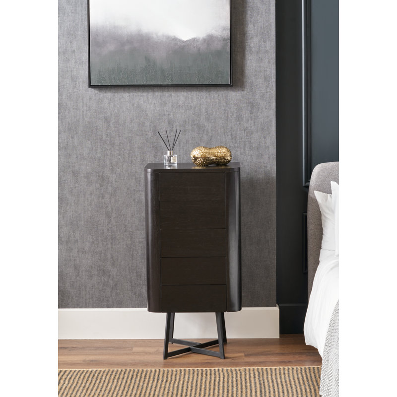 Angeliah 50cm W 5 - Drawer Chest of Drawers, Black Ash