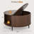 31.5" Modern Round Coffee Table With Hidden Storage: Flip-top Lid & Sliding Doors-992624403-992624397