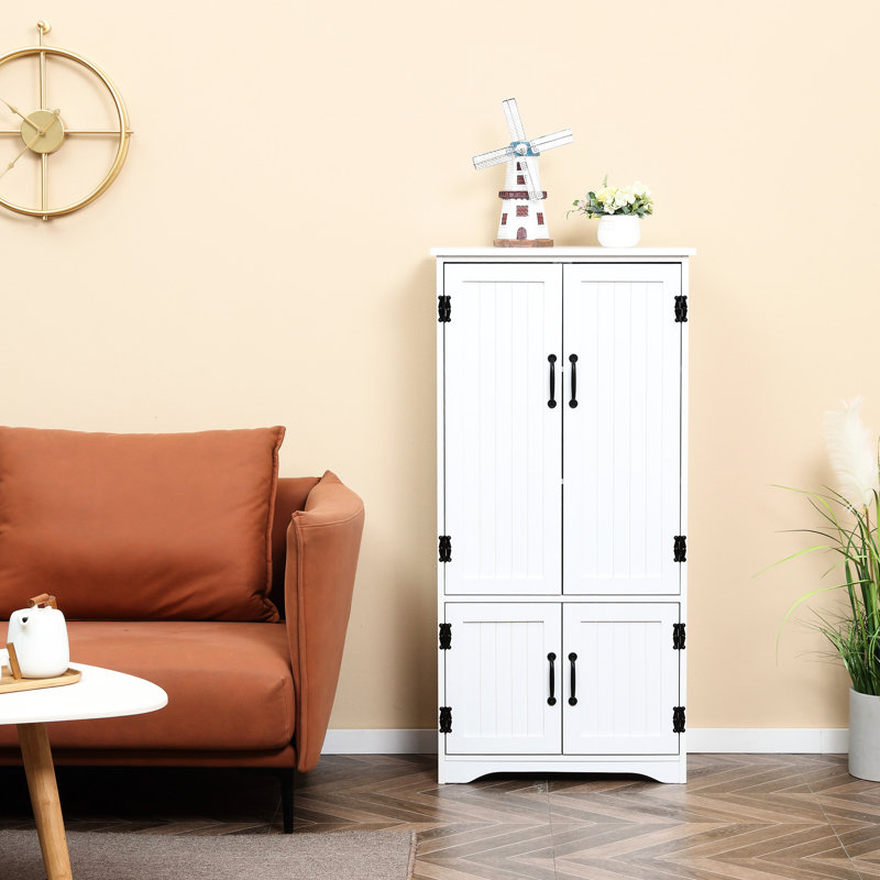 48.5" Style Pantry - White Cabinet With Black Hardware For A Contrasting Look Ample Space Kitchenware And More