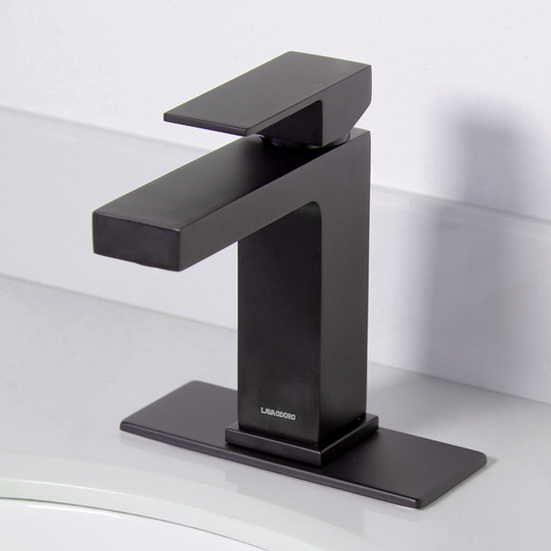 Matte Black Single Handle Brass Bathroom Faucet with Drain Assembly