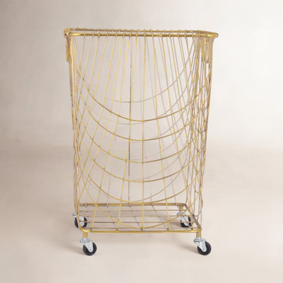Metal Mesh Rolling Laundry Cart