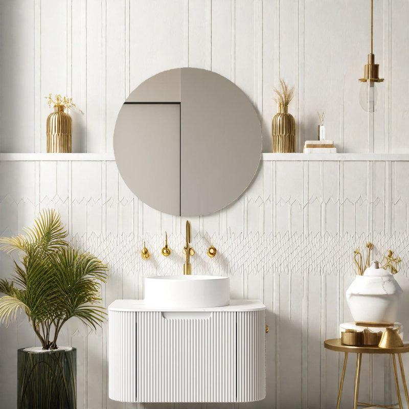 Meuble-lavabo moderne blanc avec rangement et lavabo