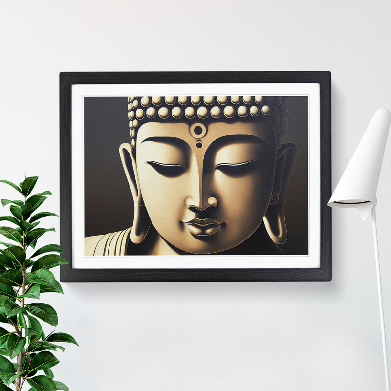 XH1022-6817X Peaceful Buddha - Picture Frame Print, Black Framed, 46cm H x 64cm W x 2cm D