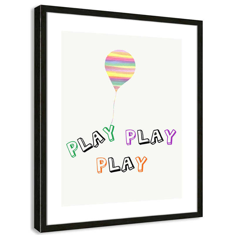 Play Play Play, impression sur papier, H 24,5 po x l 20,5 po x P 1,18 po, Encadré de boîte noir