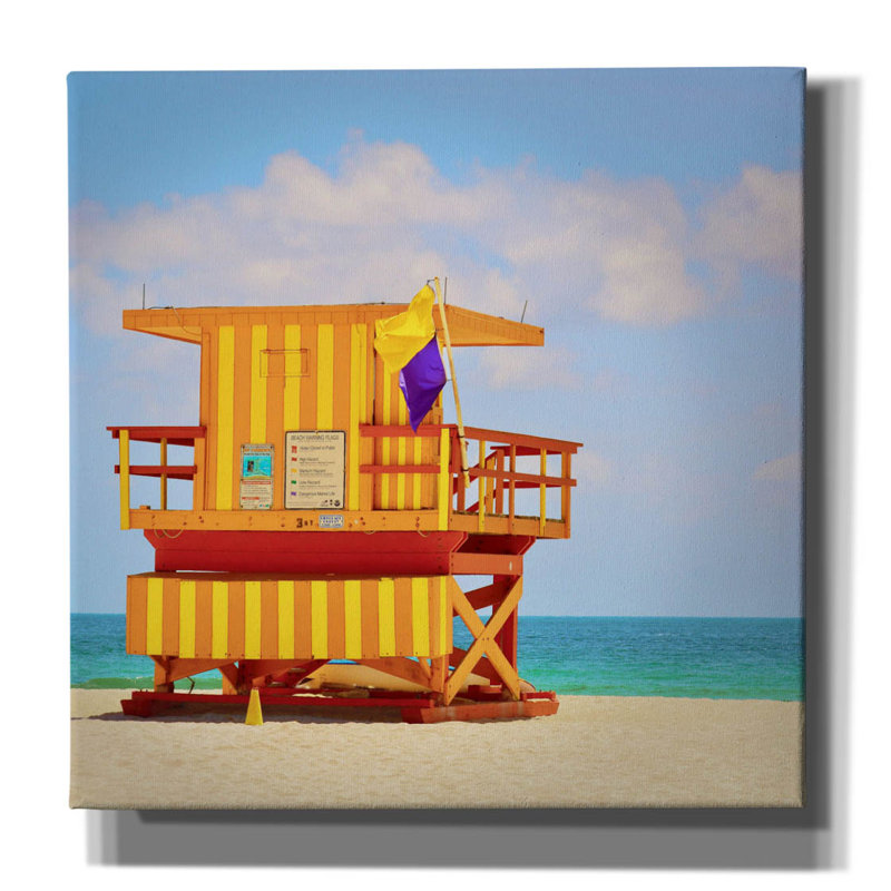 «Lifeguard Station» par Carlos Vargas, art mural sur toile, H 12 po x l 12 po x P 0,75 po