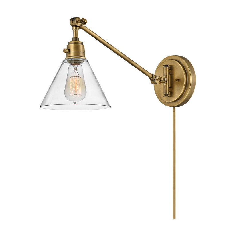 Arti 7.75-in Swing Arm Extendable Single Light Plug-In Sconce with On/Off Switch, 10.25" H x 7.5" W x 18.75" D