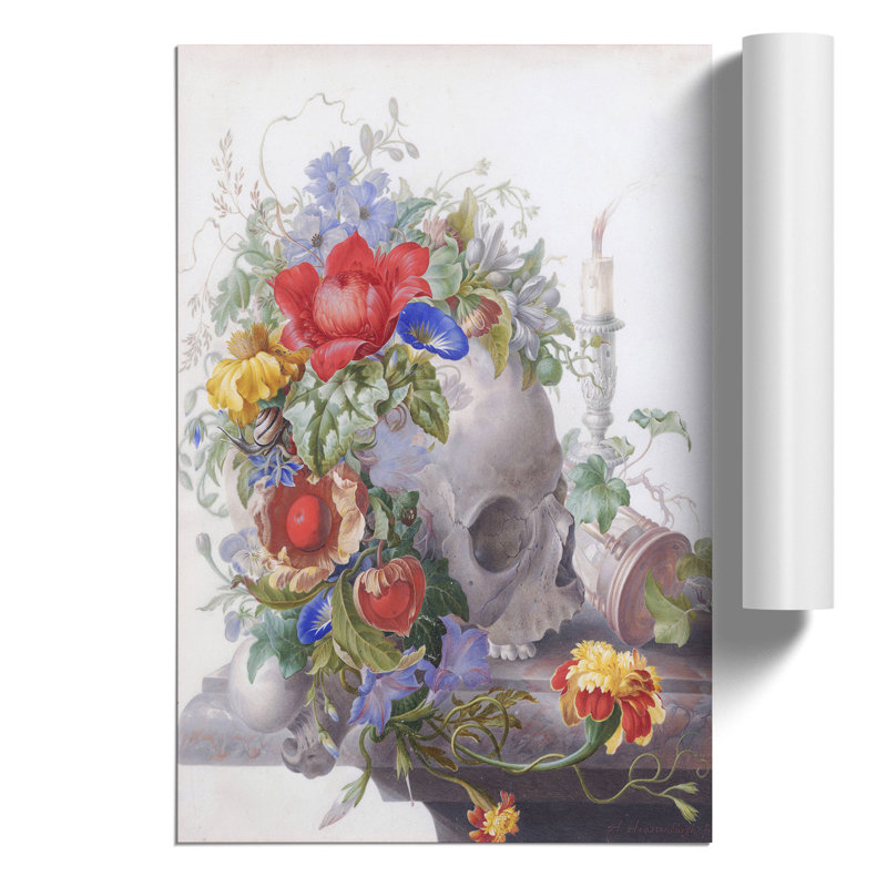 Skull With Flowers Vol.1 by Herman Henstenburgh - No Frame Print, 59cm H x 42cm W x 0.1cm D