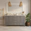 Meuble-lavabo 60 po, meuble-lavabo avec cadre en bois massif, comptoir autoportant avec 2 lavabos gris-129459495