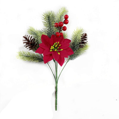 Simulation de bouquet de Noël, décoration verte, aiguille de baies rouges, décoration de maison, fausses fleurs