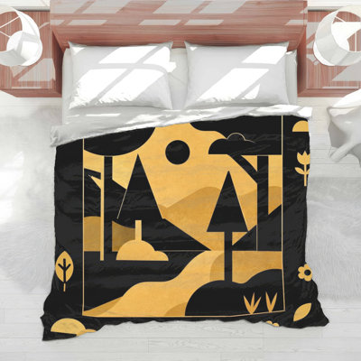 Geometric Forest Landscape Comforter